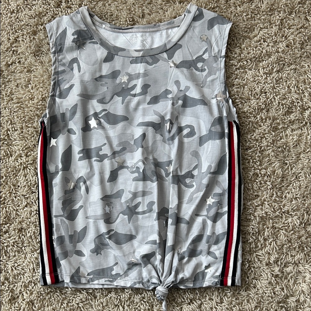 Flowers By Zoe Gray Camo Tie-Hem Tank Top Size M 8/10